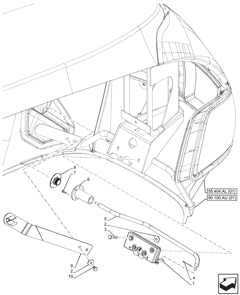 Схема запчастей Case IH MAXXUM 145 - (90.102.AU[04]) - VAR - 392209, 743729, 744985 - HOOD, LATCH HOOK (90) - PLATFORM, CAB, BODYWORK AND DECALS