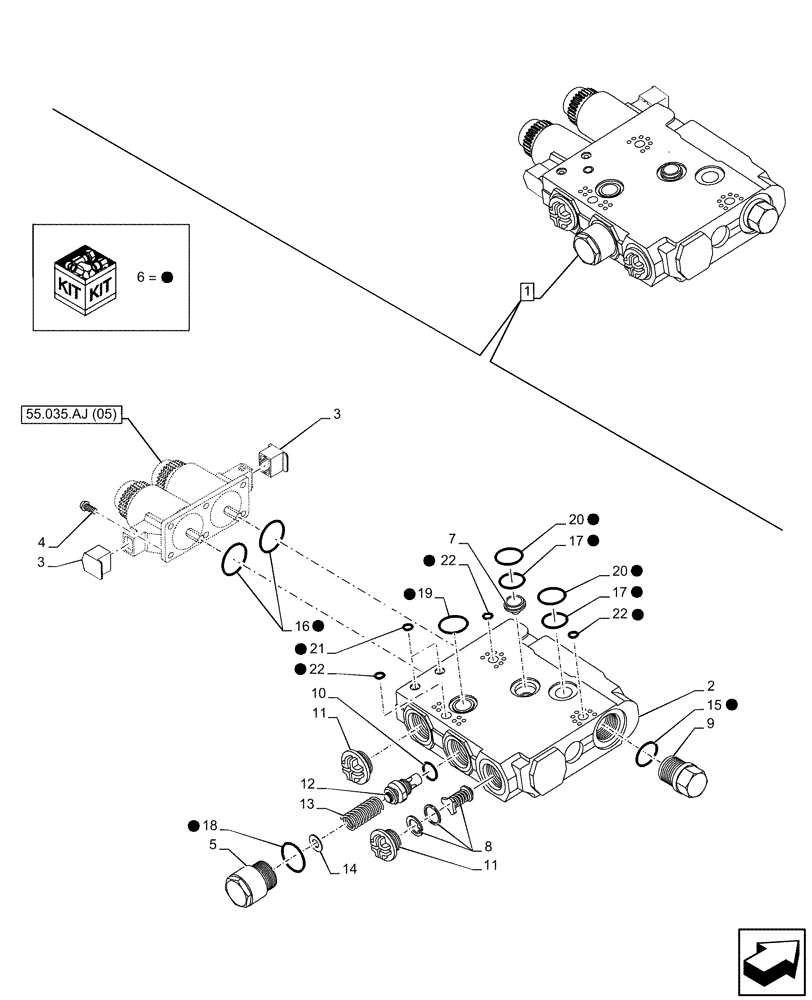 Схема запчастей Case IH MAXXUM 115 - (35.204.BE[22]) - VAR - 390840, 390856, 743685, 743686, 743733, 743740, 743741, 758358, 758359, 758642 - CONTROL VALVE SECTION, COMPONENTS (35) - HYDRAULIC SYSTEMS