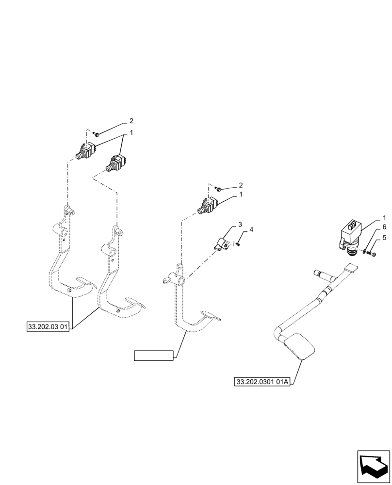 Схема запчастей Case IH PUMA 215 - (55.410.01) - BRAKE SYSTEM AND CLUTCH PEDAL SWITCHES (55) - ELECTRICAL SYSTEMS