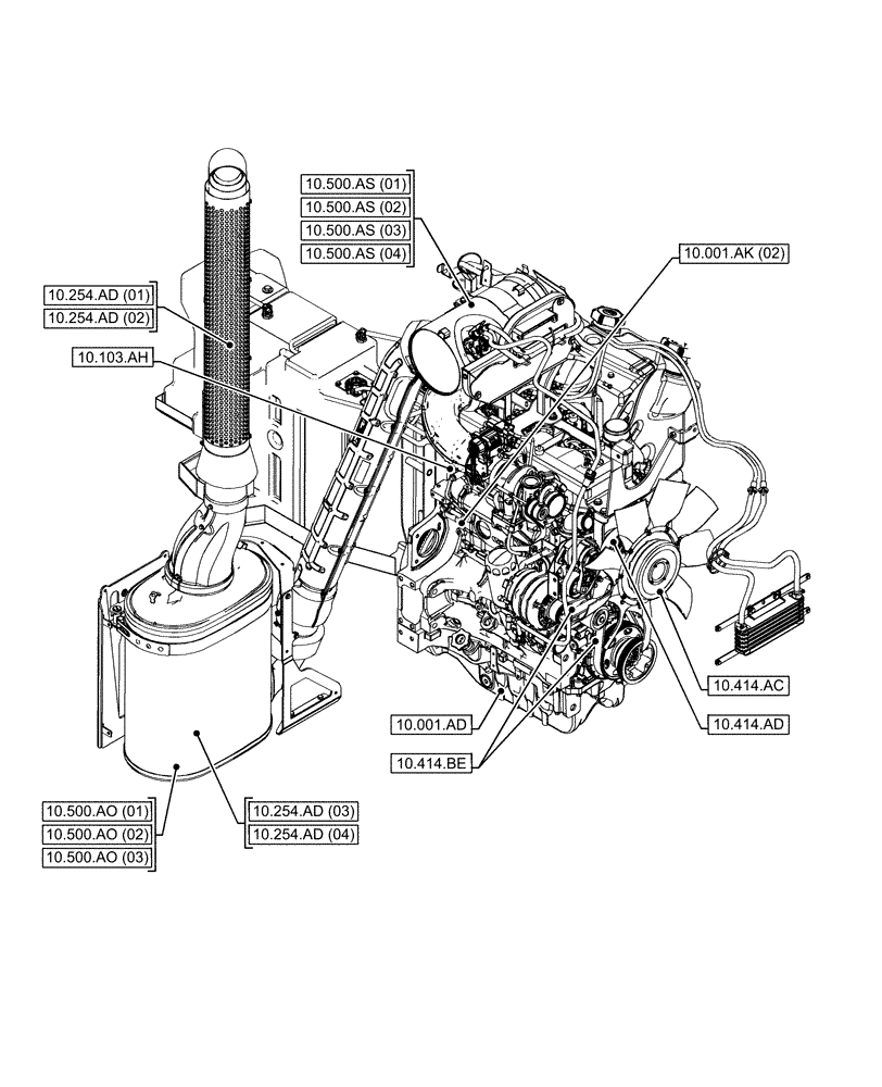 Схема запчастей Case IH MAXXUM 145 - (00.000.10[01]) - PICTORIAL INDEX - ENGINE (00) - GENERAL & PICTORIAL INDEX