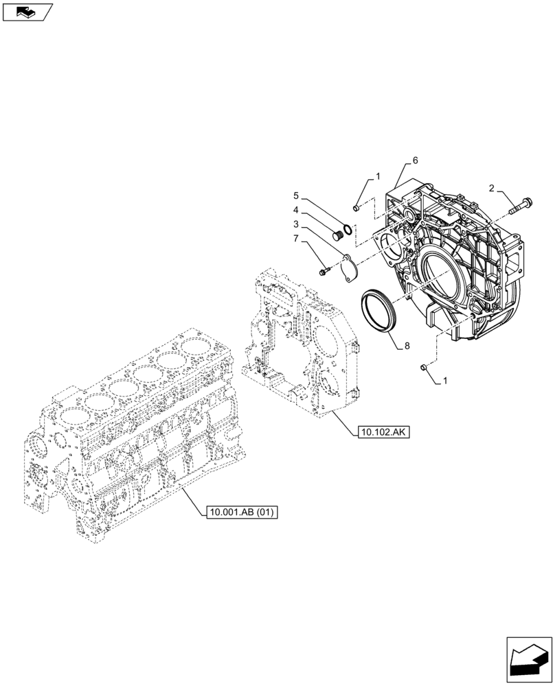 Схема запчастей Case IH F4HFE96872 J101 - (10.103.AK) - FLYWHEEL & HOUSING (10) - ENGINE