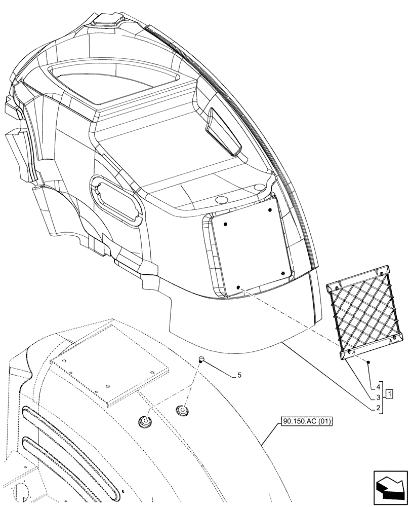 Схема запчастей Case IH MAXXUM 115 - (90.160.AM[02]) - VAR - 758568, 758569 - CAB INTERIOR TRIM, LH (90) - PLATFORM, CAB, BODYWORK AND DECALS