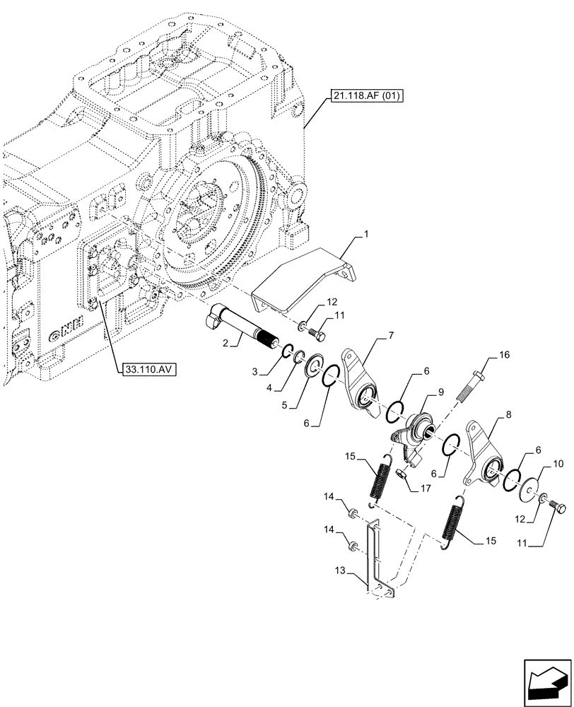 Схема запчастей Case IH MAXXUM 115 - (33.110.AP[01]) - VAR - 396247, 758442, 758549 - PARKING BRAKE, EXTERNAL CONTROL (33) - BRAKES & CONTROLS