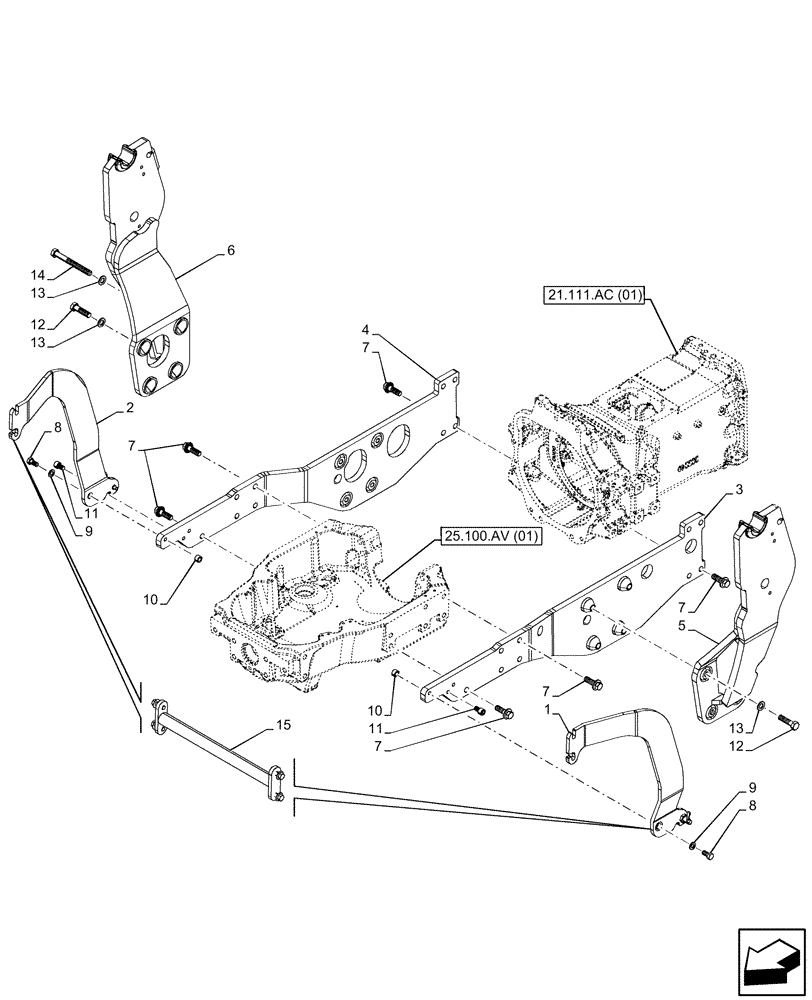 Схема запчастей Case IH MAXXUM 150 - (82.100.AK[03]) - VAR - 758344, 758351, 758352, 758353, 758354 - FRONT LOADER, SIDE MEMBER, NA (82) - FRONT LOADER & BUCKET