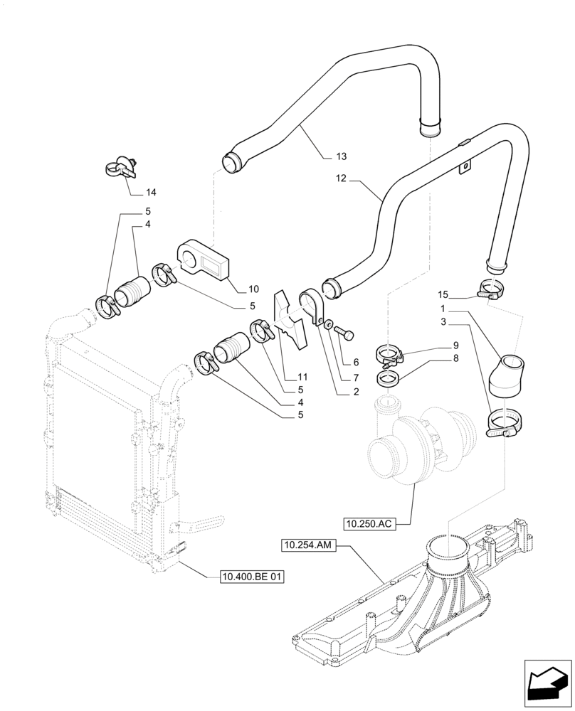 Схема запчастей Case IH PUMA 215 - (10.310.AE) - INTERCOOLER AND CONDENSER - PIPES (10) - ENGINE