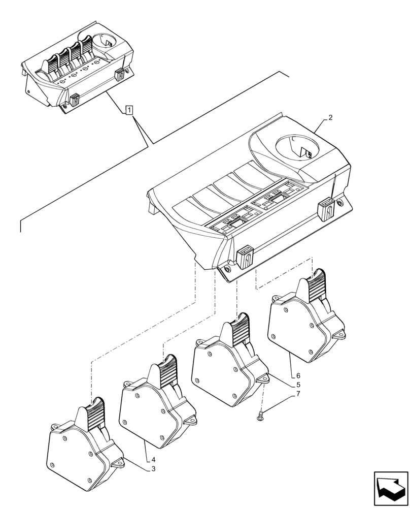 Схема запчастей Case IH MAXXUM 135 - (55.035.AH[04]) - VAR - 743733, 758359 - 4 REMOTE CONTROL VALVE (EHR), SWITCH, COMPONENTS (55) - ELECTRICAL SYSTEMS