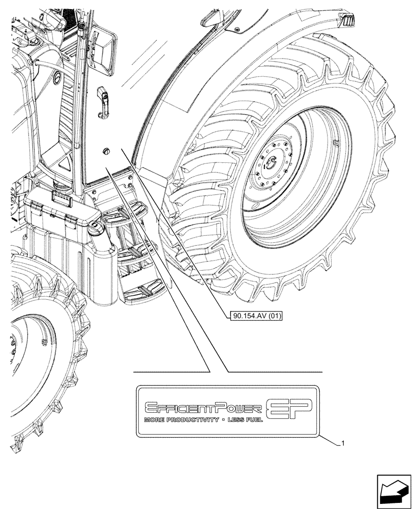 Схема запчастей Case IH MAXXUM 145 - (90.108.AD[03]) - VAR - 392195, 392204, 743764, 743766, 758413, 758414, 758415, 758416, 758581, 759375, 759377, 759379 - EMBLEM, ENGINE (90) - PLATFORM, CAB, BODYWORK AND DECALS