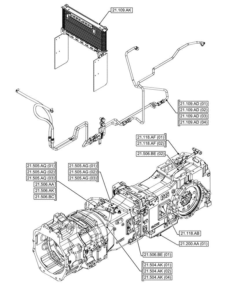 Схема запчастей Case IH MAXXUM 145 - (00.000.21[02]) - PICTORIAL INDEX - TRANSMISSION (00) - GENERAL & PICTORIAL INDEX