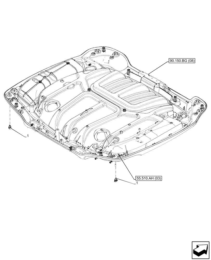 Схема запчастей Case IH MAXXUM 145 - (55.510.BM[08]) - VAR - 743729 - CAB ROOF, POWER SOCKET, 12V, HIGH PROFILE ROOF (55) - ELECTRICAL SYSTEMS