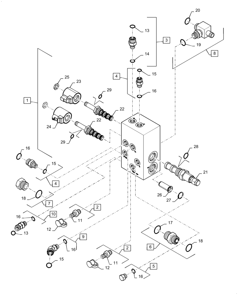 Схема запчастей Case IH 5140 - (35.359.AC) - SEPARATOR, UNLOADING TUBE, REGULATING SYSTEM, VALVE (35) - HYDRAULIC SYSTEMS