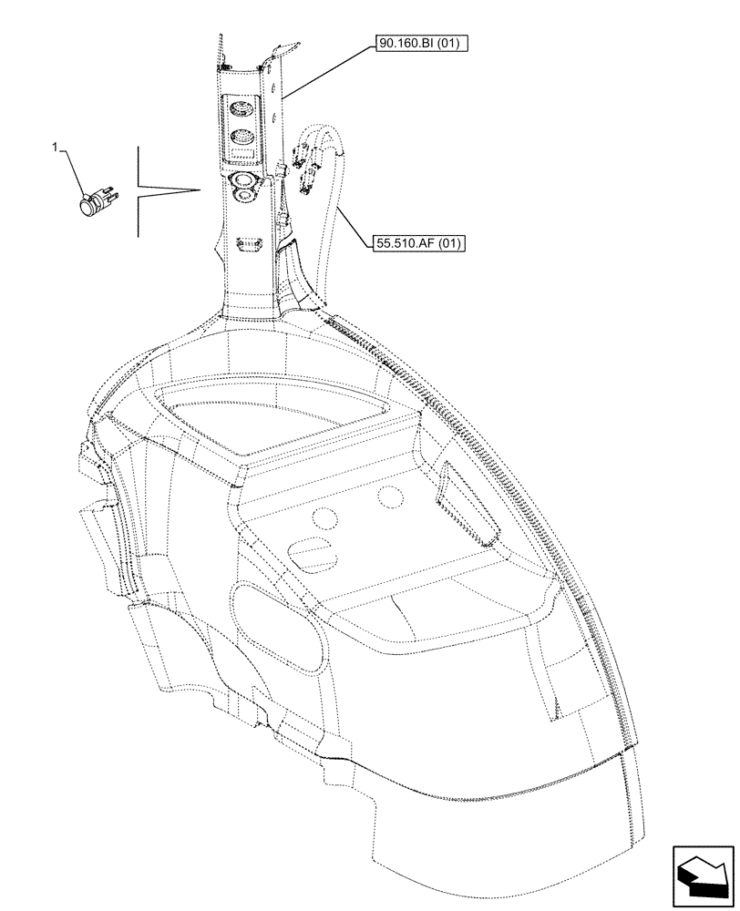 Схема запчастей Case IH MAXXUM 150 - (55.510.BM[16]) - VAR - 392209, 743729, 744985 - PILLAR, POWER SOCKET, 12V (55) - ELECTRICAL SYSTEMS