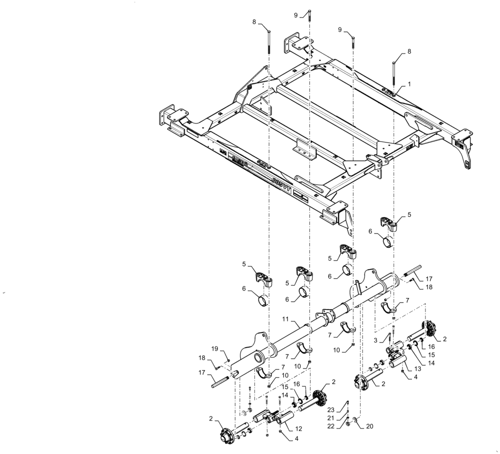 Схема запчастей Case IH TRUE-TANDEM 335VT - (39.110.AB[20]) - FRAME AND ROCKSHAFT 34 FOOT (39) - FRAMES AND BALLASTING