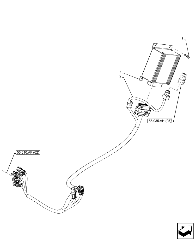 Схема запчастей Case IH MAXXUM 115 - (55.035.AF[03]) - VAR - 758351 - MID-MOUNT CONTROL VALVE, JOYSTICK, HARNESS, NA (55) - ELECTRICAL SYSTEMS