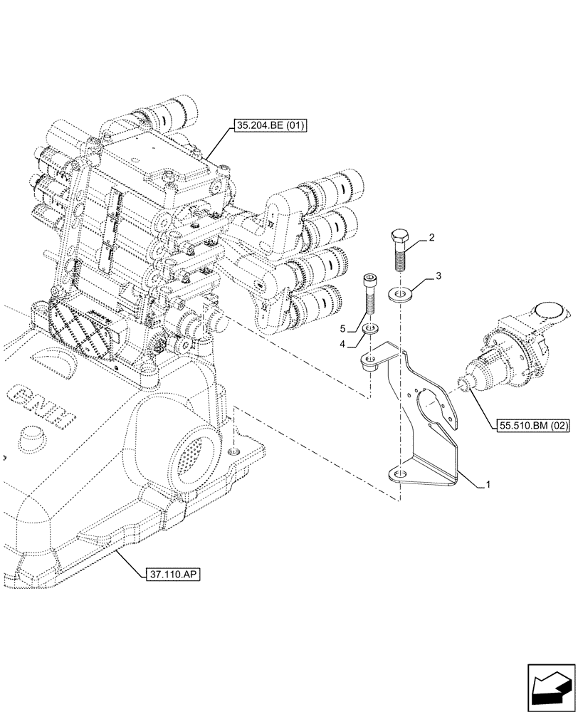 Схема запчастей Case IH MAXXUM 115 - (55.510.BM[03]) - VAR - 396247, 758442, 758549 - CAB, POWER SOCKET, 12V, BRACKET (55) - ELECTRICAL SYSTEMS