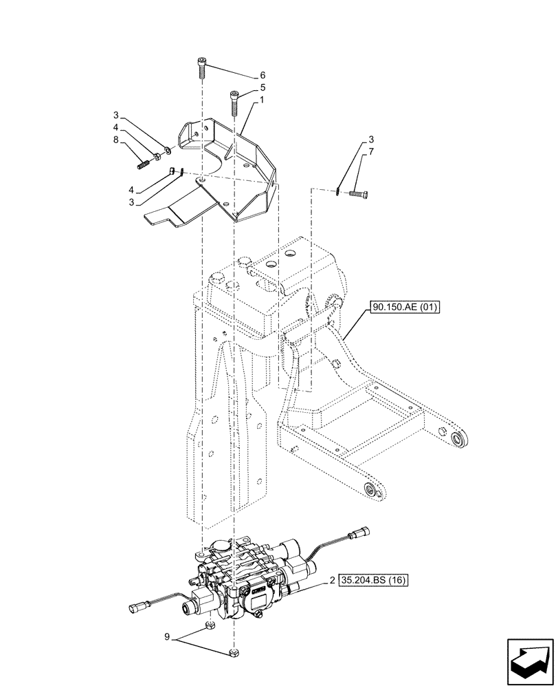 Схема запчастей Case IH MAXXUM 115 - (35.204.BS[15]) - VAR - 758351 - 3 MID-MOUNT CONTROL VALVES, MECHANICAL, SUPPORT, NA (35) - HYDRAULIC SYSTEMS