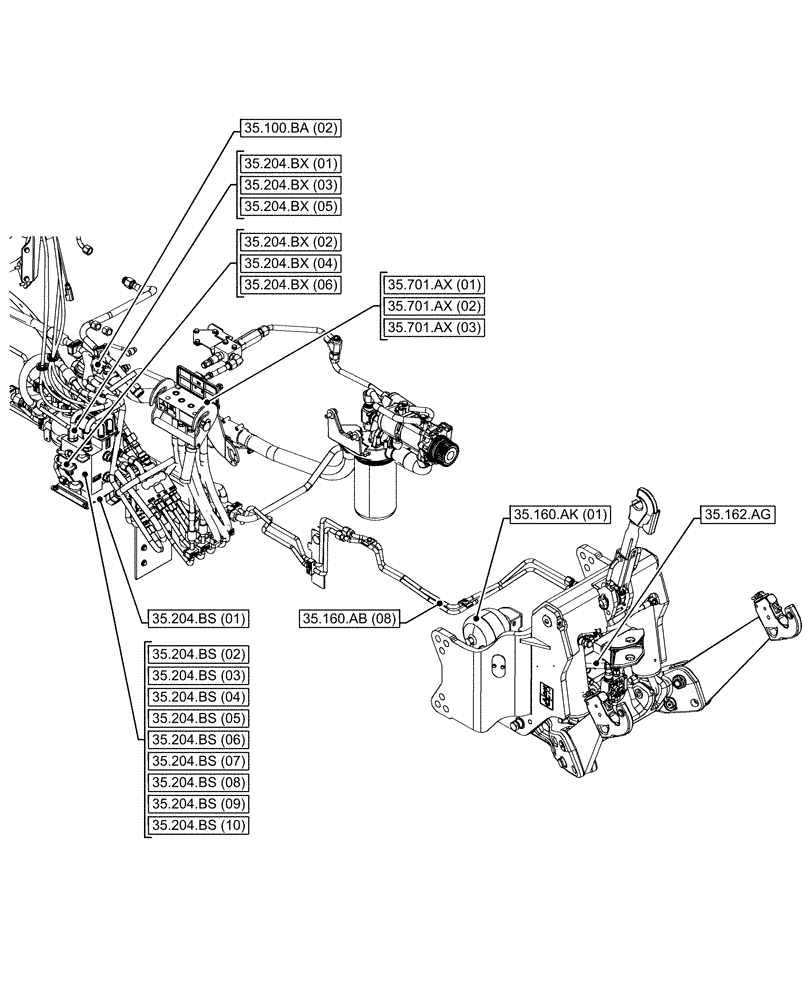 Схема запчастей Case IH MAXXUM 145 - (00.000.35[04]) - PICTORIAL INDEX - HYDRAULIC SYSTEMS (00) - GENERAL & PICTORIAL INDEX