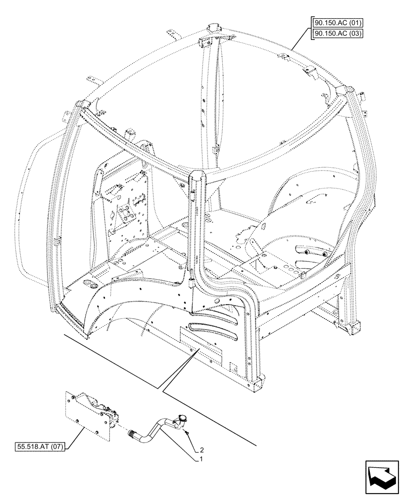 Схема запчастей Case IH MAXXUM 115 - (55.518.AT[09]) - VAR - 392209, 744985 - WINDSHIELD WASHER , RESERVOIR, WATER PUMP LINE (55) - ELECTRICAL SYSTEMS