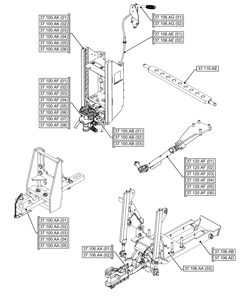 Схема запчастей Case IH MAXXUM 145 - (00.000.37[03]) - PICTORIAL INDEX - HITCHES, DRAWBARS AND IMPLEMENT COUPLINGS (00) - GENERAL & PICTORIAL INDEX