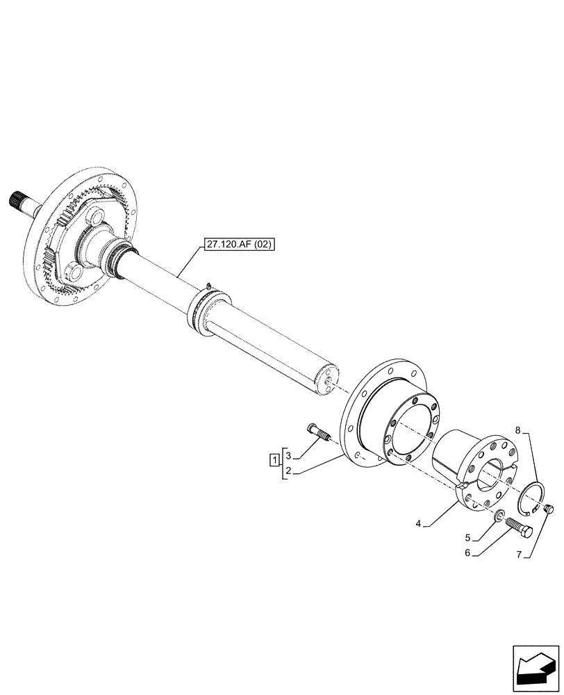 Схема запчастей Case IH MAXXUM 150 - (27.120.AR[01]) - VAR - 758431, 758432, 758538 - FINAL DRIVE, WHEEL HUB (27) - REAR AXLE SYSTEM