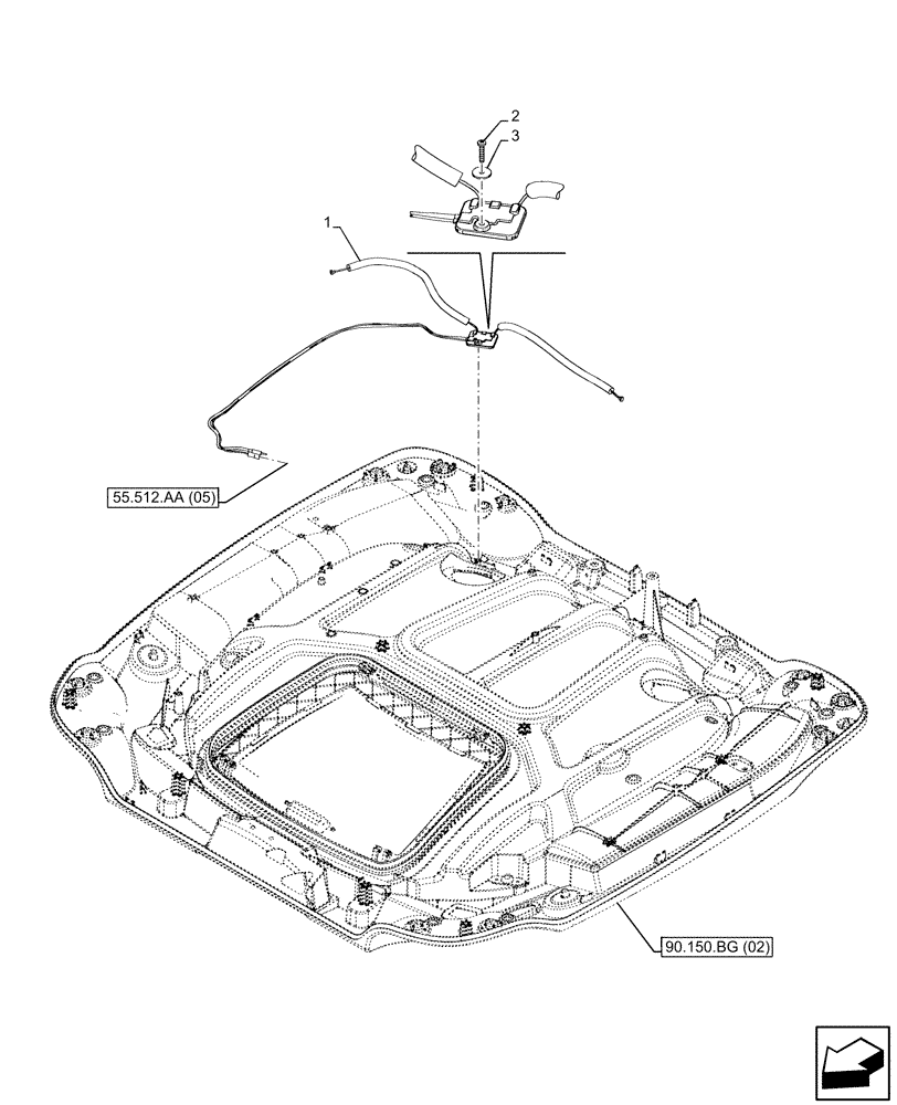 Схема запчастей Case IH MAXXUM 145 - (55.512.AA[09]) - VAR - 392209 - HIGH PROFILE ROOF, RADIO, ANTENNA, BASILDON - END YR 26-MAY-2016 (55) - ELECTRICAL SYSTEMS