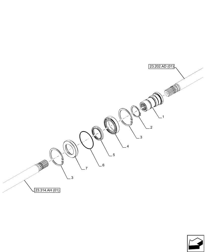 Схема запчастей Case IH MAXXUM 145 - (23.314.AE) - VAR - 396247, 758442, 758549 - DRIVE SHAFT, JOINT (23) - FOUR WHEEL DRIVE SYSTEM