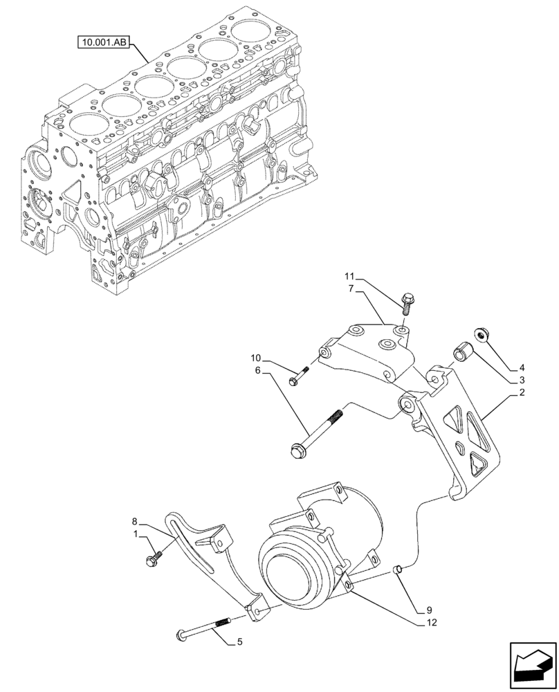 Схема запчастей Case IH F4HFE96872 J101 - (50.200.AA) - AIR CONDITIONING COMPRESSOR ATTACHING GROUP (50) - CAB CLIMATE CONTROL