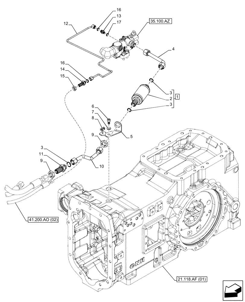 Схема запчастей Case IH MAXXUM 115 - (41.200.AL[01]) - VAR - 391223, 758538, 758539 - HYDRAULIC STEERING, OIL FILTER (41) - STEERING