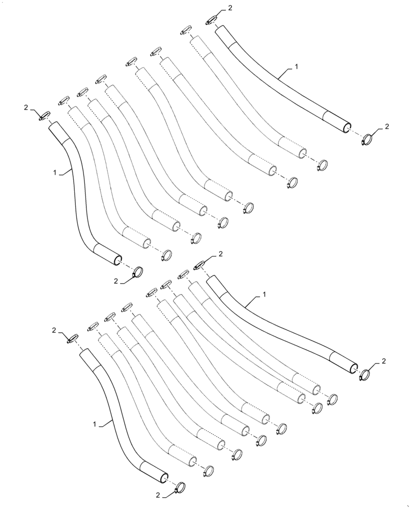 Схема запчастей Case IH 3555 - (61.904.AB[10]) - METERING SEED SMALL HOSE, 555, 580 BUSHEL, 8 RUN, DOUBLE SHOOT, TOW BETWEEN (61) - METERING SYSTEM