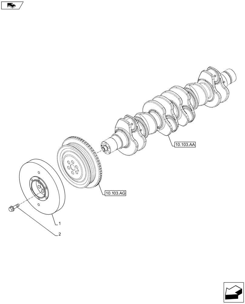 Схема запчастей Case IH F4HFE96872 J101 - (10.110.AD) - CRANKSHAFT, DAMPER (10) - ENGINE