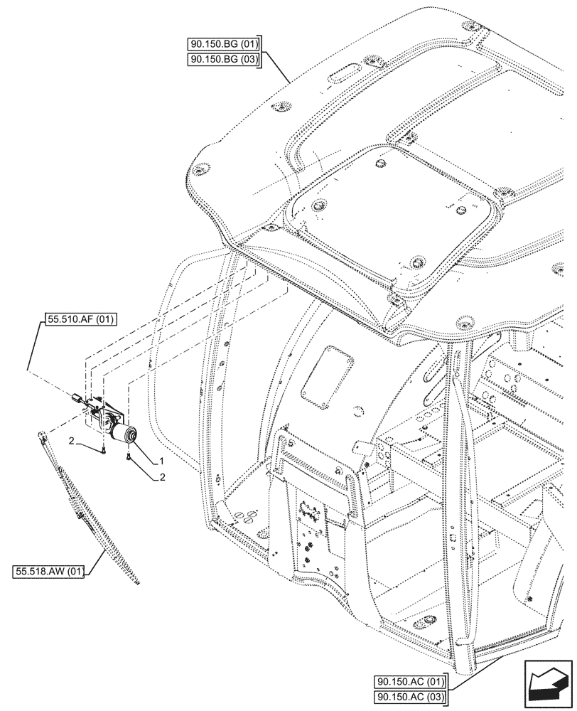 Схема запчастей Case IH MAXXUM 135 - (55.518.AZ[01]) - VAR - 392209, 743729 - WINDSHIELD WIPER, MOTOR, FRONT (55) - ELECTRICAL SYSTEMS