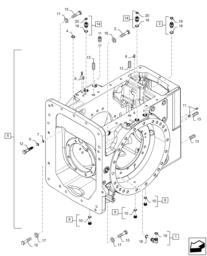 Схема запчастей Case IH MAGNUM 380 - (27.100.AB[02]) - REAR AXLE HOUSING, CVT (27) - REAR AXLE SYSTEM