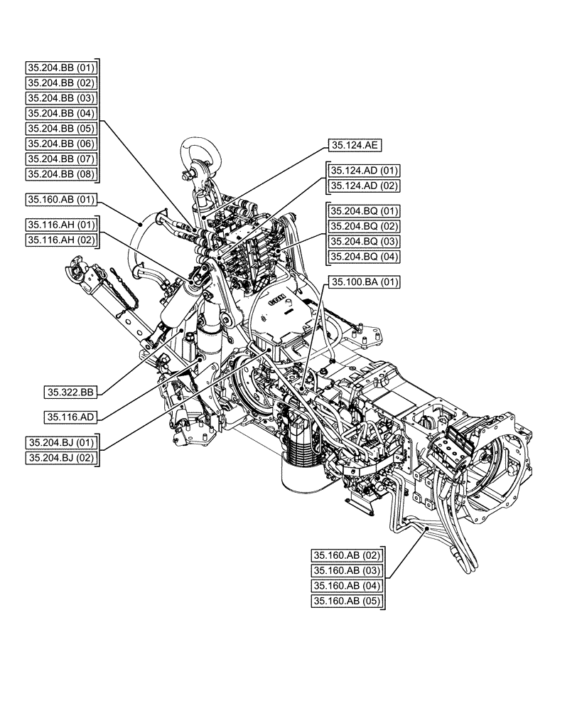 Схема запчастей Case IH MAXXUM 145 - (00.000.35[02]) - PICTORIAL INDEX - HYDRAULIC SYSTEMS (00) - GENERAL & PICTORIAL INDEX