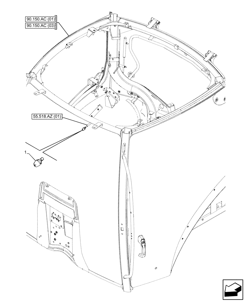 Схема запчастей Case IH MAXXUM 115 - (55.518.AV[01]) - VAR - 392209, 743729, 744985 - WINDSHIELD WASHER , FLUID, SPRAY, NOZZLE (55) - ELECTRICAL SYSTEMS