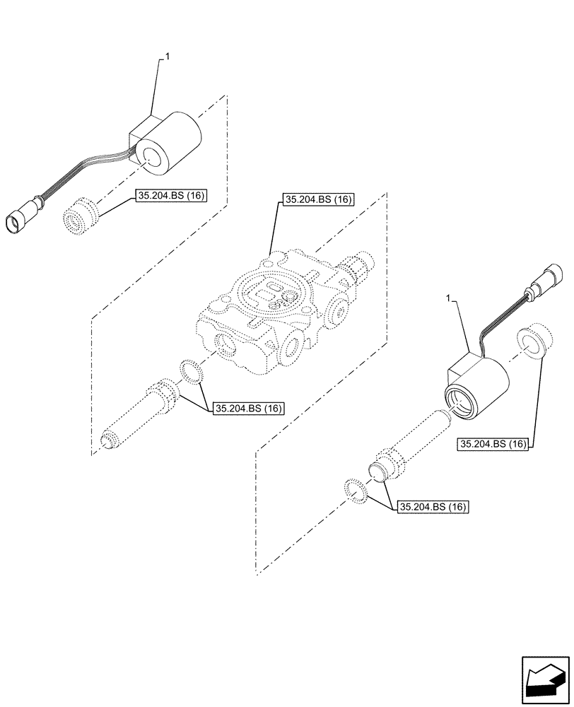 Схема запчастей Case IH MAXXUM 145 - (55.035.AJ[02]) - VAR - 758351 - 3 MID-MOUNT CONTROL VALVES, SOLENOID, NA (55) - ELECTRICAL SYSTEMS