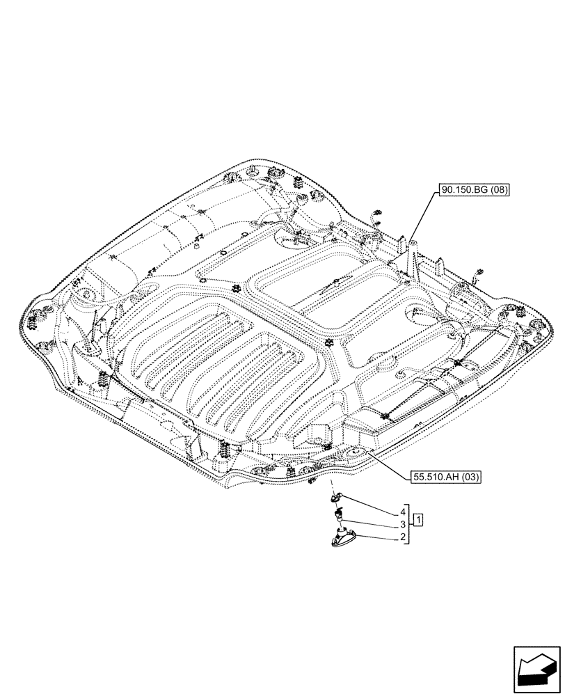 Схема запчастей Case IH MAXXUM 135 - (55.514.AA[03]) - VAR - 743729 - CAB, INTERIOR LIGHT, HIGH PROFILE ROOF (55) - ELECTRICAL SYSTEMS