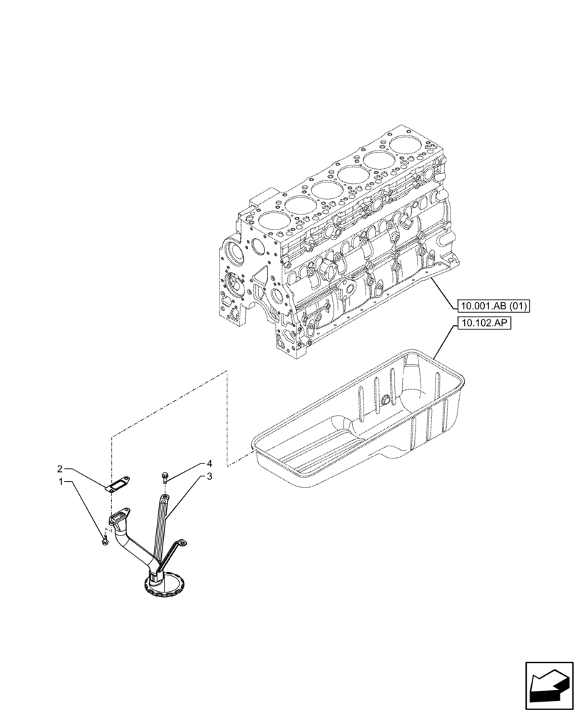 Схема запчастей Case IH F4HFE96872 J101 - (10.304.AL) - ENGINE OIL, SUCTION TUBE (10) - ENGINE