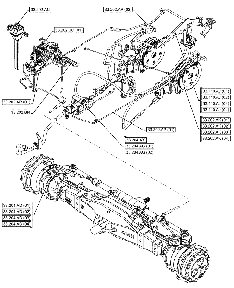 Схема запчастей Case IH MAXXUM 145 - (00.000.33[01]) - PICTORIAL INDEX - BRAKES & CONTROLS (00) - GENERAL & PICTORIAL INDEX