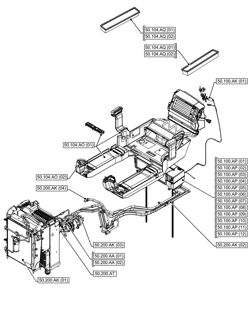 Схема запчастей Case IH MAXXUM 145 - (00.000.50) - PICTORIAL INDEX - CAB CLIMATE CONTROL (00) - GENERAL & PICTORIAL INDEX