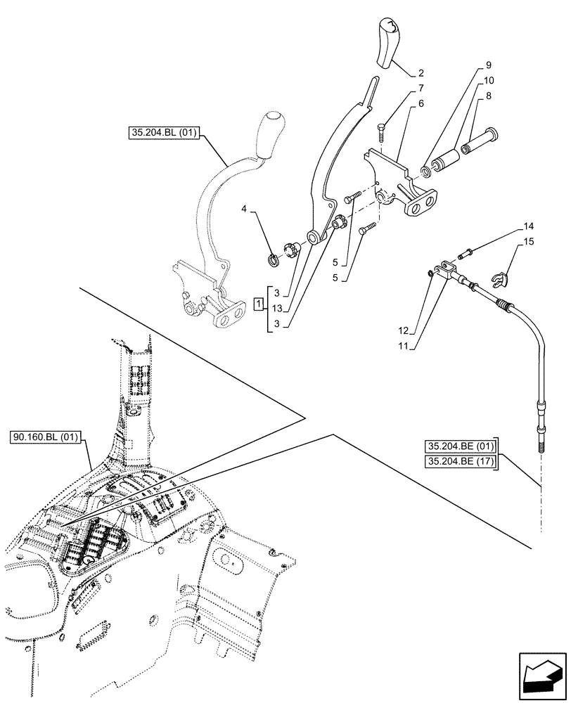 Схема запчастей Case IH MAXXUM 115 - (35.204.BL[04]) - VAR - 743741 - 3 REMOTE CONTROL VALVES, W/ MECHANICAL ENGAGEMENT, CONTROL LEVER (35) - HYDRAULIC SYSTEMS