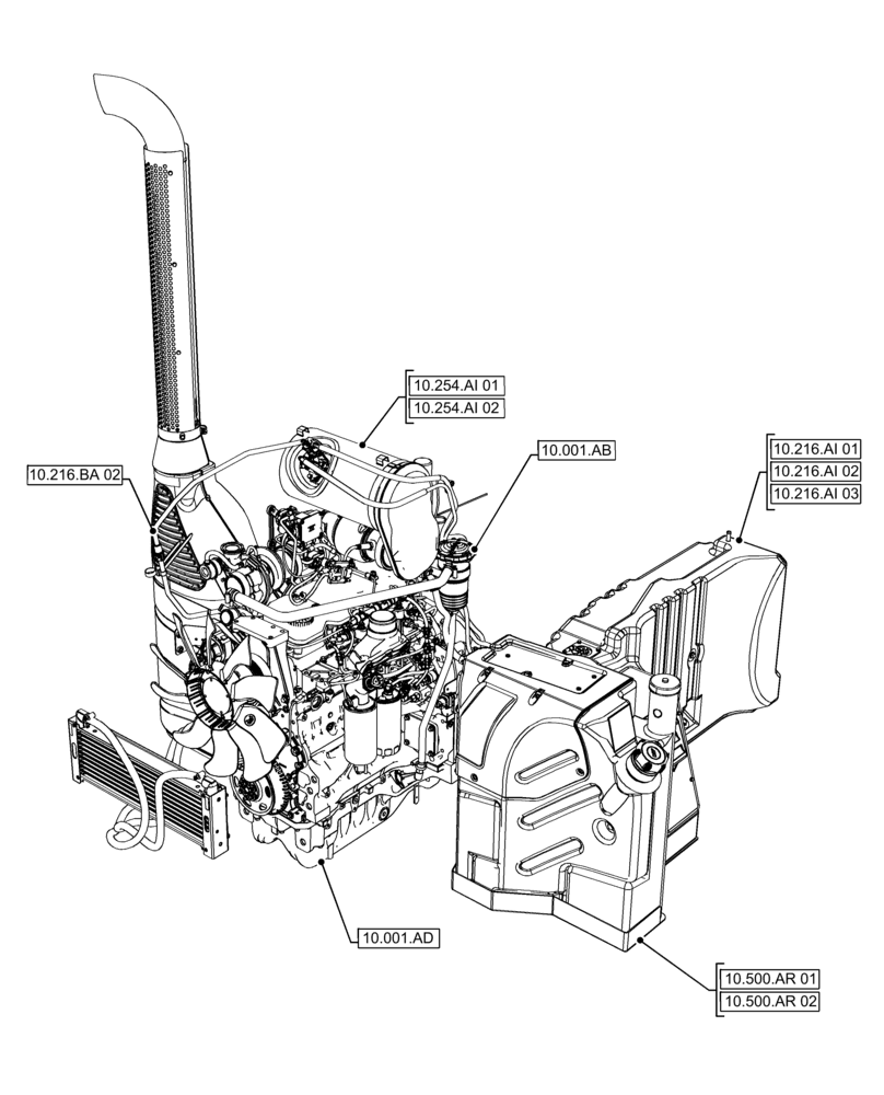 Схема запчастей Case IH FARMALL 120A - (00.000.10[02]) - PICTORIAL INDEX - ENGINE (00) - GENERAL & PICTORIAL INDEX