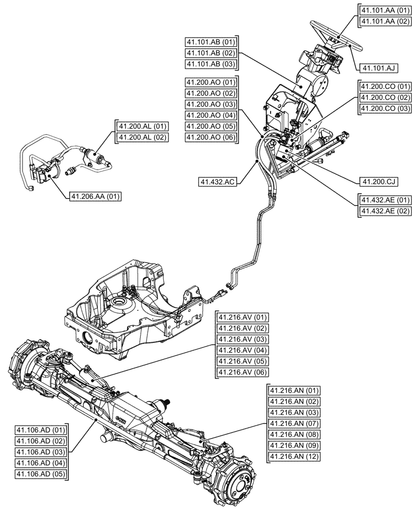 Схема запчастей Case IH MAXXUM 115 - (00.000.41) - PICTORIAL INDEX - STEERING (00) - GENERAL & PICTORIAL INDEX