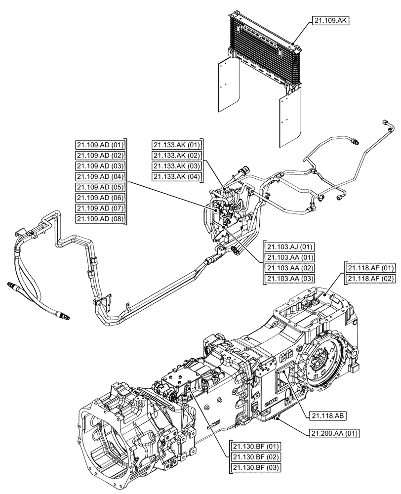 Схема запчастей Case IH MAXXUM 115 - (00.000.21[02]) - PICTORIAL INDEX - TRANSMISSION (00) - GENERAL & PICTORIAL INDEX