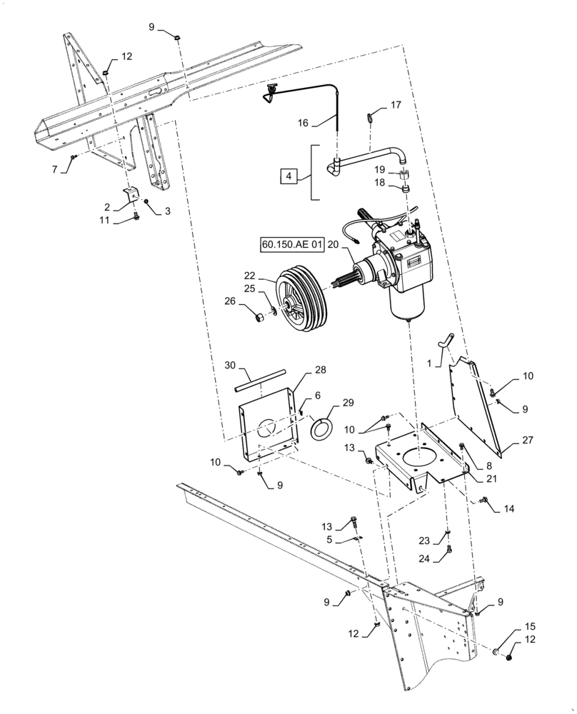 Схема запчастей Case IH 6140 - (60.150.AU[01]) - FEEDER DRIVE GEARBOX MOUNTING, STANDARD (60) - PRODUCT FEEDING