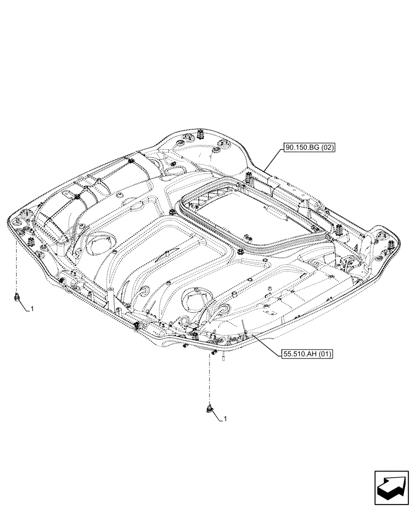 Схема запчастей Case IH MAXXUM 115 - (55.510.BM[01]) - VAR - 392209 - CAB ROOF, POWER SOCKET, 12V, HIGH PROFILE ROOF (55) - ELECTRICAL SYSTEMS