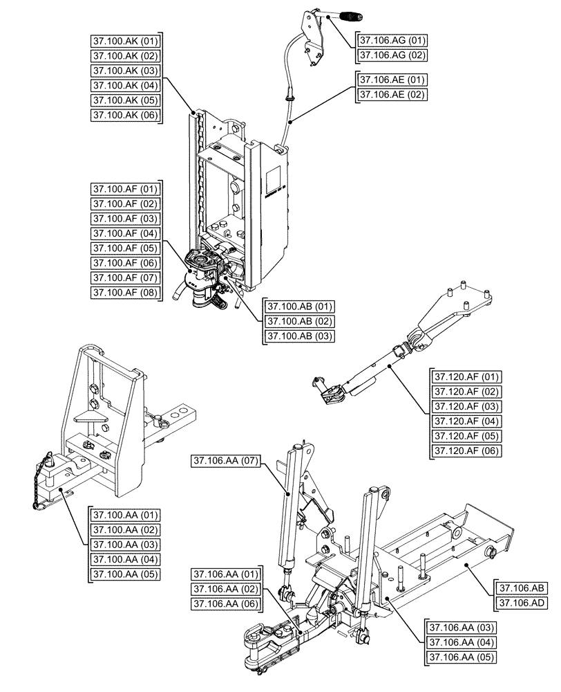 Схема запчастей Case IH MAXXUM 115 - (00.000.37[03]) - PICTORIAL INDEX - HITCHES, DRAWBARS AND IMPLEMENT COUPLINGS (00) - GENERAL & PICTORIAL INDEX