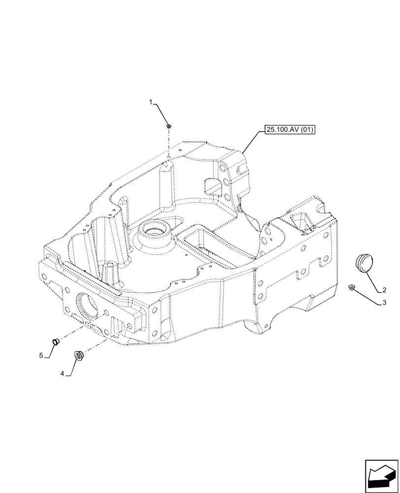 Схема запчастей Case IH MAXXUM 135 - (25.100.AV[10]) - VAR - 396247, 758442, 758549 - 4WD FRONT AXLE, SUPPORT, PLUGS (25) - FRONT AXLE SYSTEM