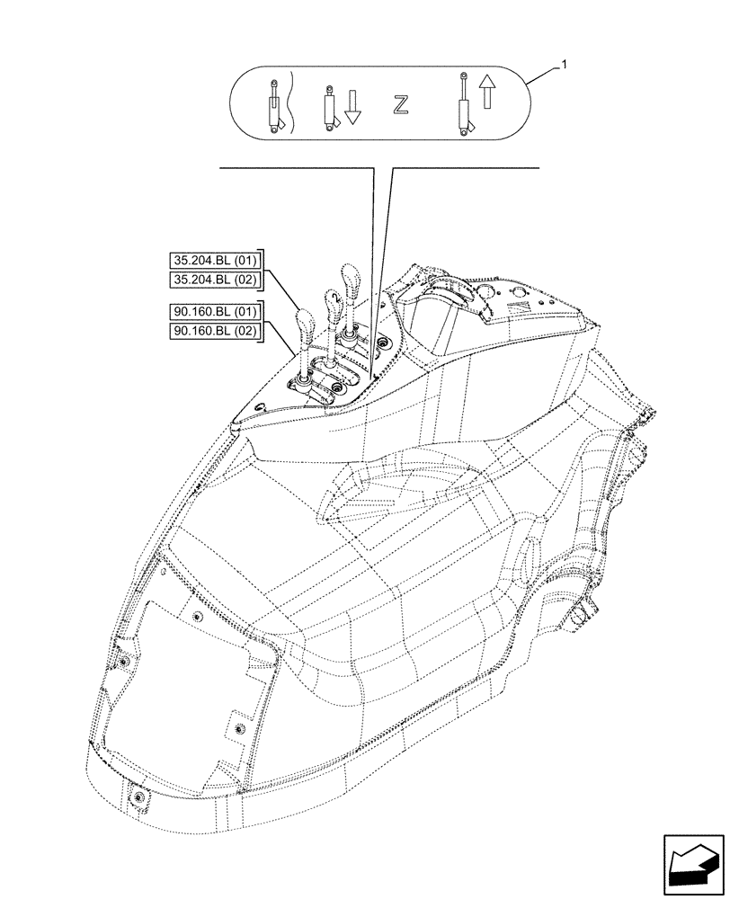 Схема запчастей Case IH MAXXUM 115 - (90.108.AA[09]) - VAR - 396844, 743685, 758358, 758642 - DECAL, CONTROL LEVER (90) - PLATFORM, CAB, BODYWORK AND DECALS