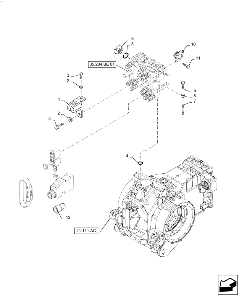 Схема запчастей Case IH PUMA2104 - (35.204.BE[08]) - REAR REMOTE CONTROL VALVES WITH 3 ELEMENTS (35) - HYDRAULIC SYSTEMS