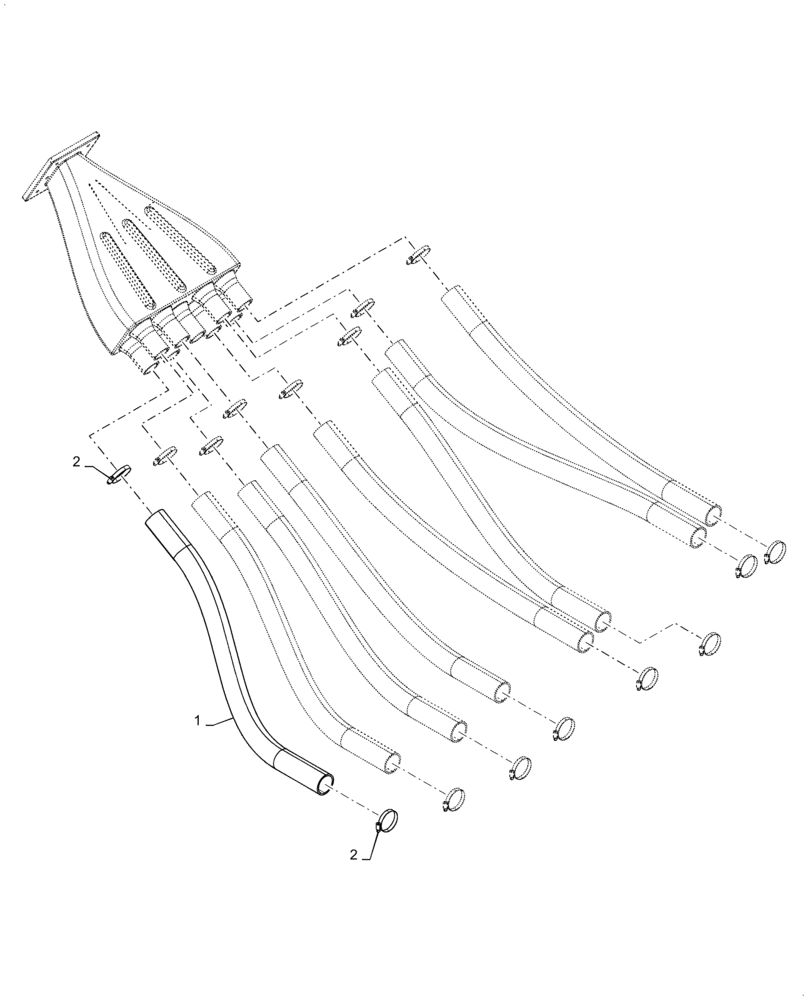 Схема запчастей Case IH 2355 - (61.904.AB[04]) - METERING SEED SMALL HOSE, 350 BUSHEL, 8 RUN, SINGLE SHOOT, TOW BETWEEN (61) - METERING SYSTEM