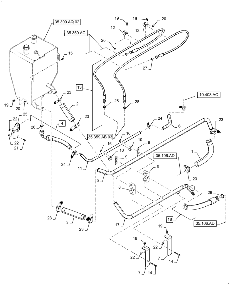 Схема запчастей Case IH 6140 - (35.300.AQ[01]) - HYDRAULIC SYSTEM, RESERVOIR (35) - HYDRAULIC SYSTEMS